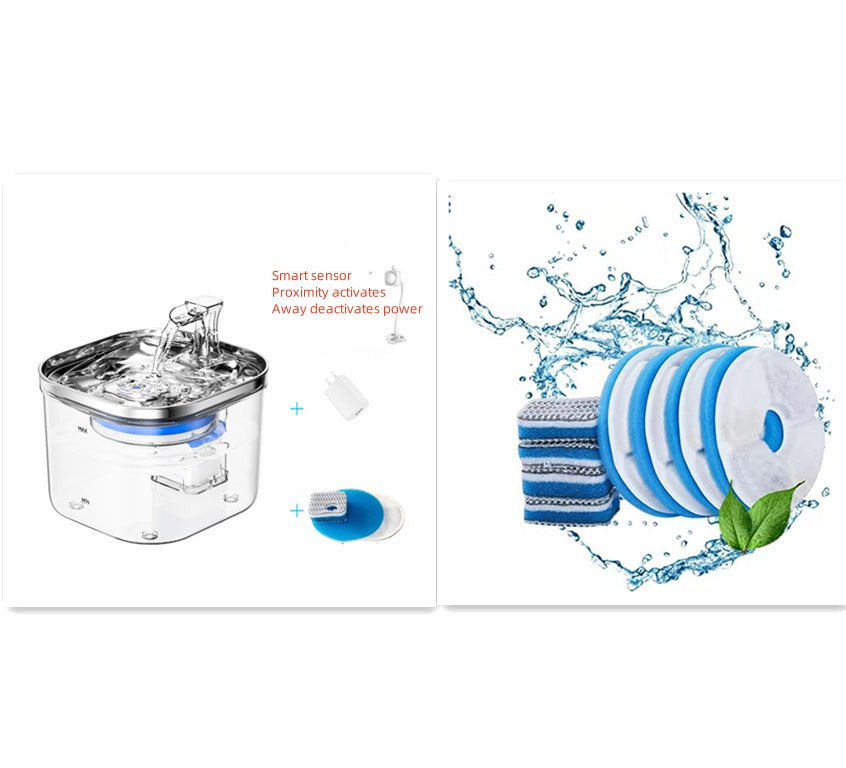 Fontanella Automatica in Acciaio Inox per Cani e Gatti – Dispenser d’Acqua con Filtro Silenzioso e Circolazione Continua | Acqua Fresca e Pulita 24/7