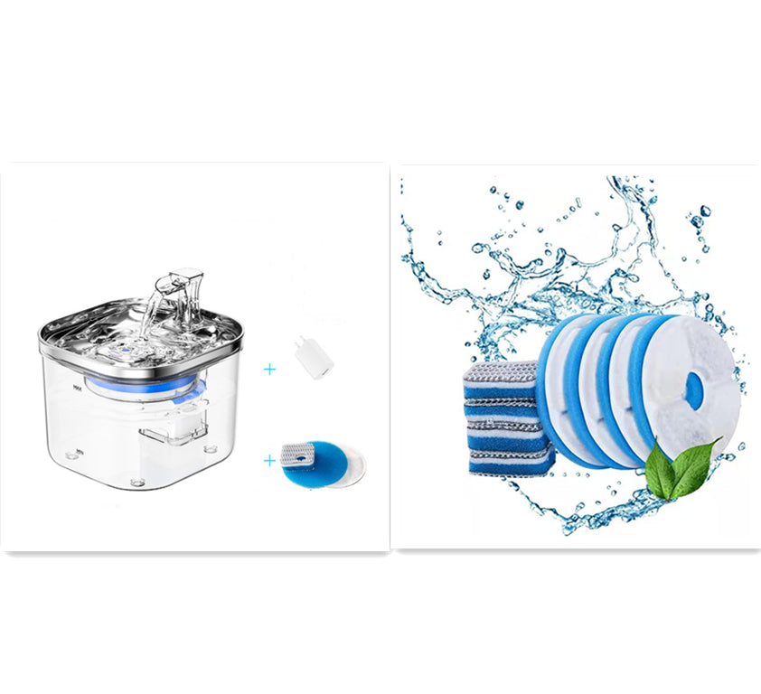 Fontanella Automatica in Acciaio Inox per Cani e Gatti – Dispenser d’Acqua con Filtro Silenzioso e Circolazione Continua | Acqua Fresca e Pulita 24/7