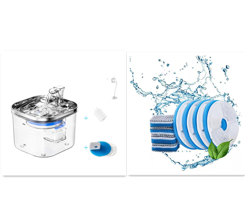 Fontanella Automatica in Acciaio Inox per Cani e Gatti – Dispenser d’Acqua con Filtro Silenzioso e Circolazione Continua | Acqua Fresca e Pulita 24/7