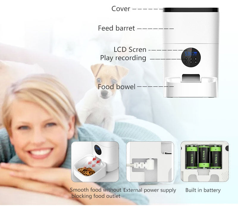 Smart Automatic Pet Feeder with App Control – Timed Feeding for Dogs & Cats