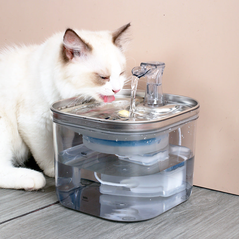 Fontanella Automatica in Acciaio Inox per Cani e Gatti – Dispenser d’Acqua con Filtro Silenzioso e Circolazione Continua | Acqua Fresca e Pulita 24/7